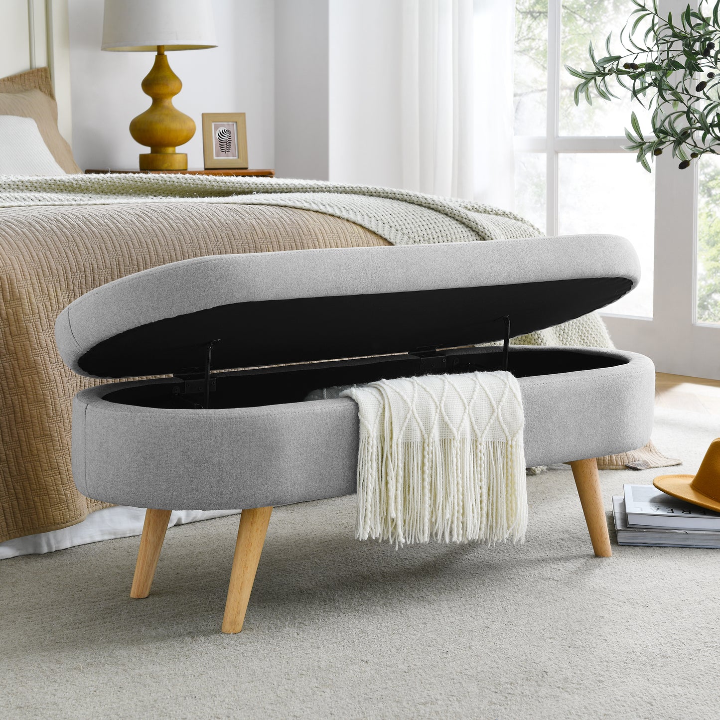 LEGAHOME Oval Ottoman with Storage