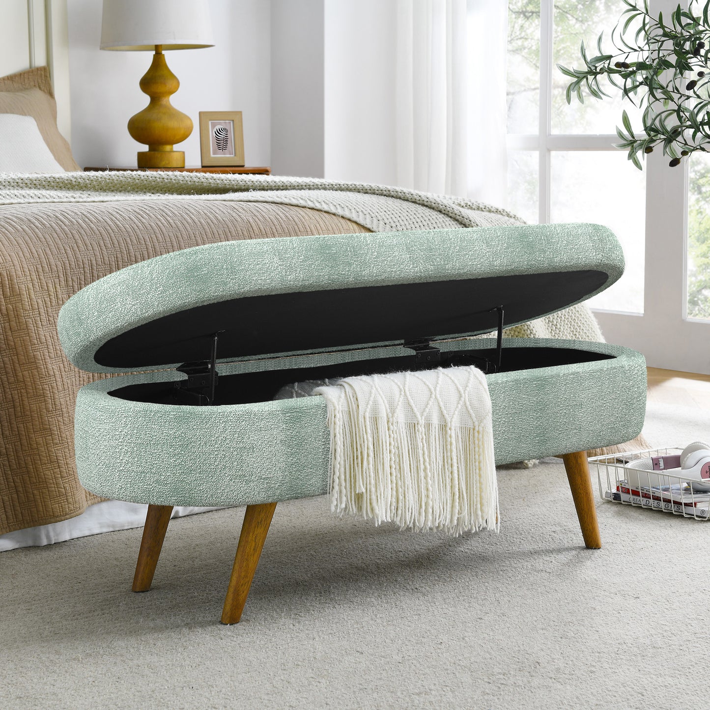 LEGAHOME Oval Ottoman with Storage