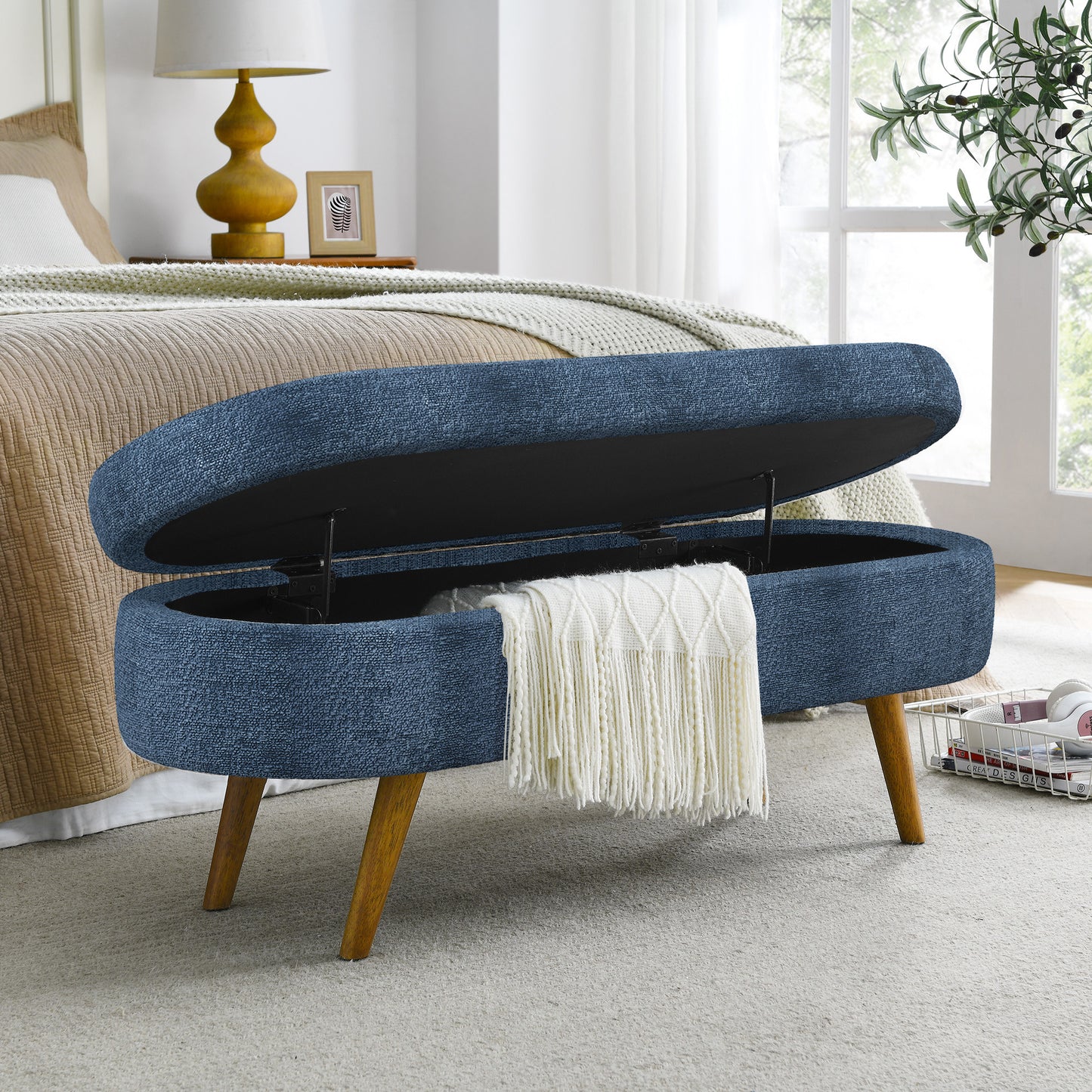 LEGAHOME Oval Ottoman with Storage