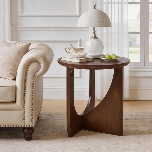 LEGAHOME Side Table with 100% Solid Rubberwood