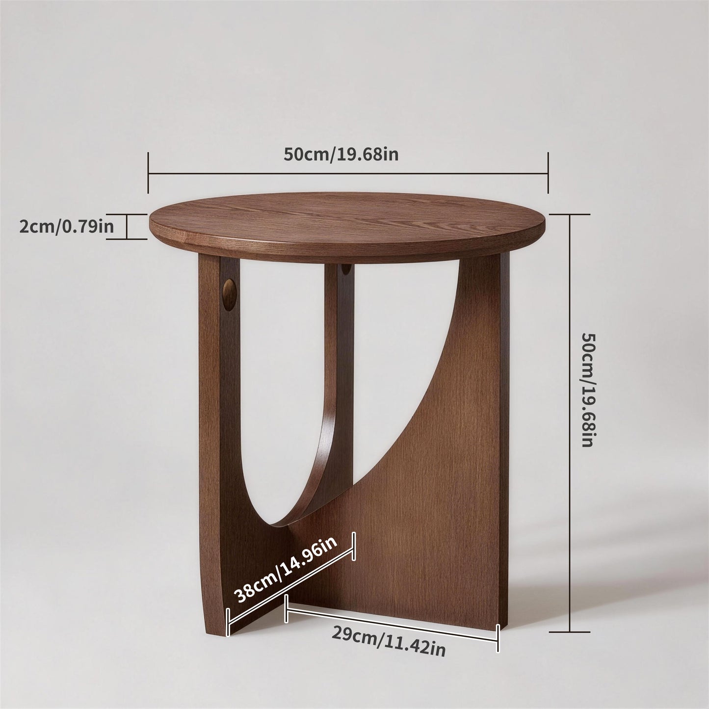 LEGAHOME Side Table with 100% Solid Rubberwood