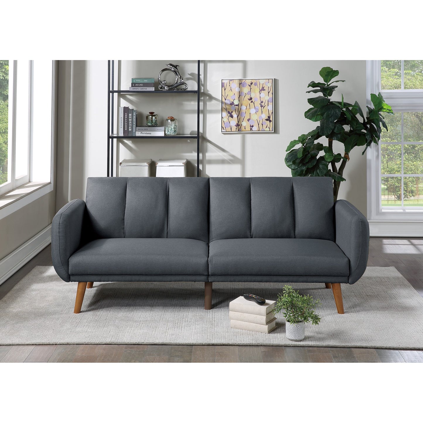 LegaHome Sofa Bed for Living Room, LegaHome Modern Convertible Sofa Bed with Wood Legs, Mid-century Futon Couch Sofa Bed Sleeper Bed, Soft Linen Lounge Recliner Sofa, Contemporary Living Room Furniture, A6173