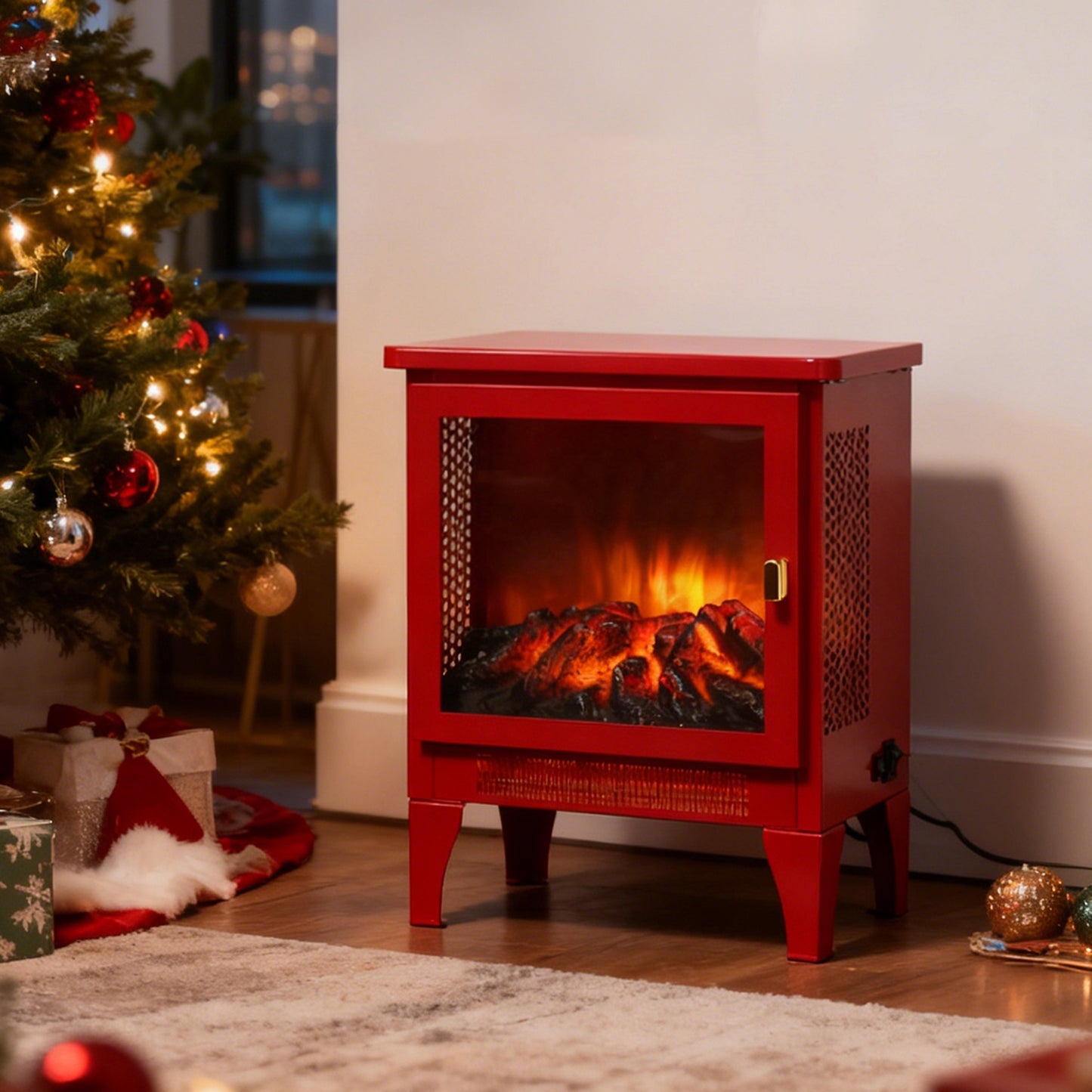 Electric Fireplace Stove Heater, Legahome 16'' Freestanding Fireplace Heater, 3D Realistic Flame Effects, Adjustable Brightness and Heating Mode, Overheat Protection, CSA Certified