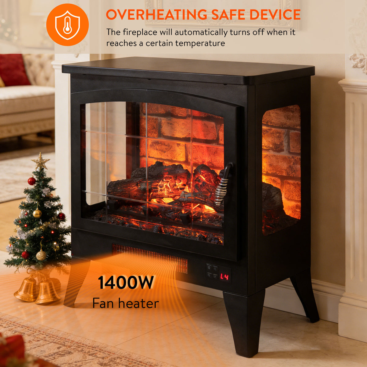 Electric Fireplace Heater, LEGAHOME 21 in Freestanding Fireplace Stove Heater with Remote Control, 3D Flame Effect, Cool Touch Exterior, Overheating Protection, Faux Fireplace Space Heater, 1400W