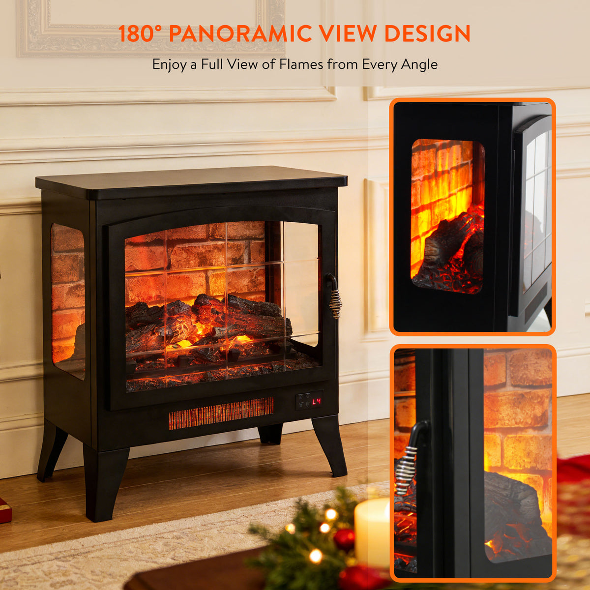 Electric Fireplace Heater, LEGAHOME 21 in Freestanding Fireplace Stove Heater with Remote Control, 3D Flame Effect, Cool Touch Exterior, Overheating Protection, Faux Fireplace Space Heater, 1400W