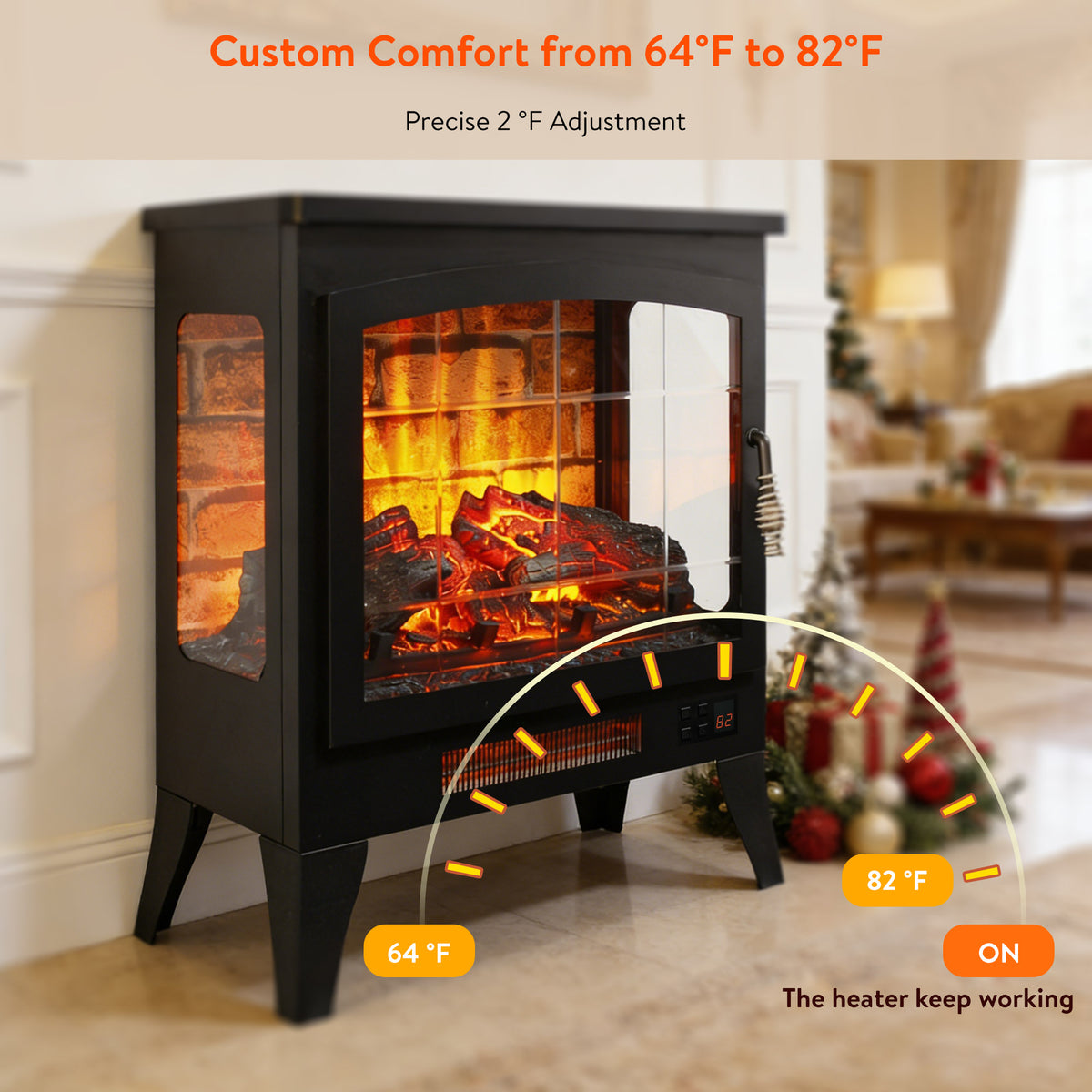 Electric Fireplace Heater, LEGAHOME 21 in Freestanding Fireplace Stove Heater with Remote Control, 3D Flame Effect, Cool Touch Exterior, Overheating Protection, Faux Fireplace Space Heater, 1400W