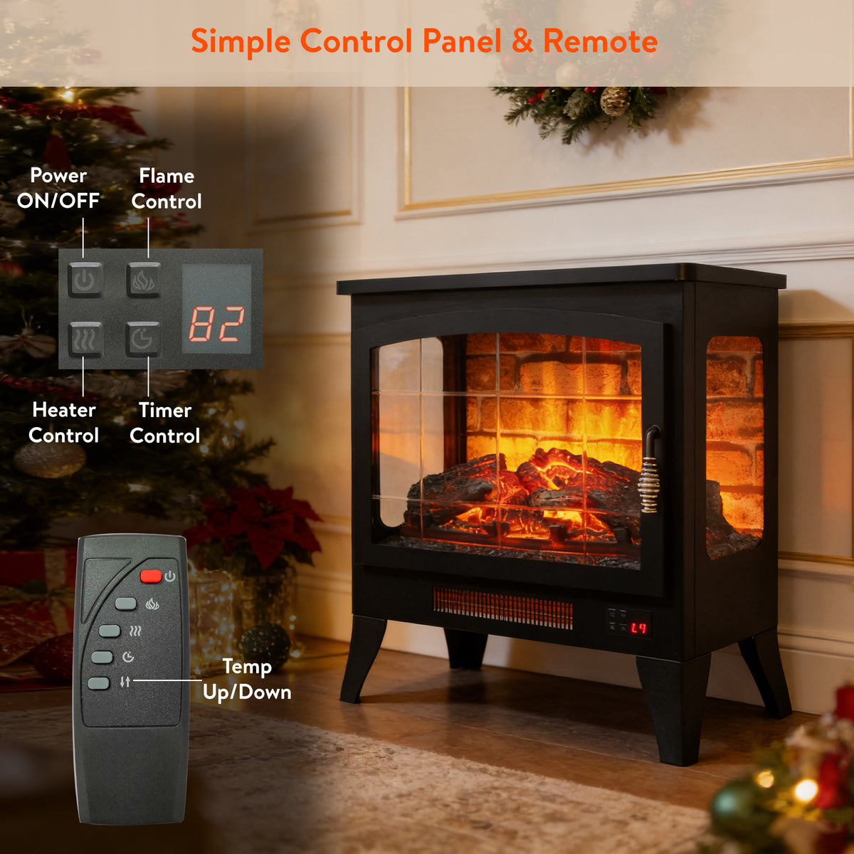 Electric Fireplace Heater, LEGAHOME 21 in Freestanding Fireplace Stove Heater with Remote Control, 3D Flame Effect, Cool Touch Exterior, Overheating Protection, Faux Fireplace Space Heater, 1400W