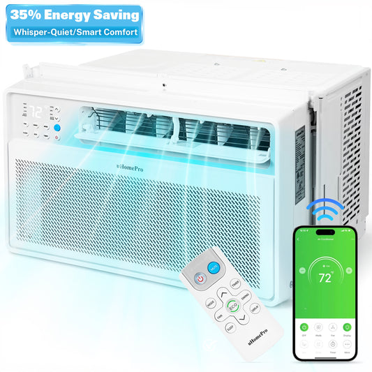10000 BTU Window Air Conditioner with Wifi, Ultra Quiet Smart Inverter Window AC Units Cools up to 440 sq. ft, Up to 35% Energy Savings, Window Unit with Remote Control, 4 Modes(Auto, Cool, Dry, Fan)