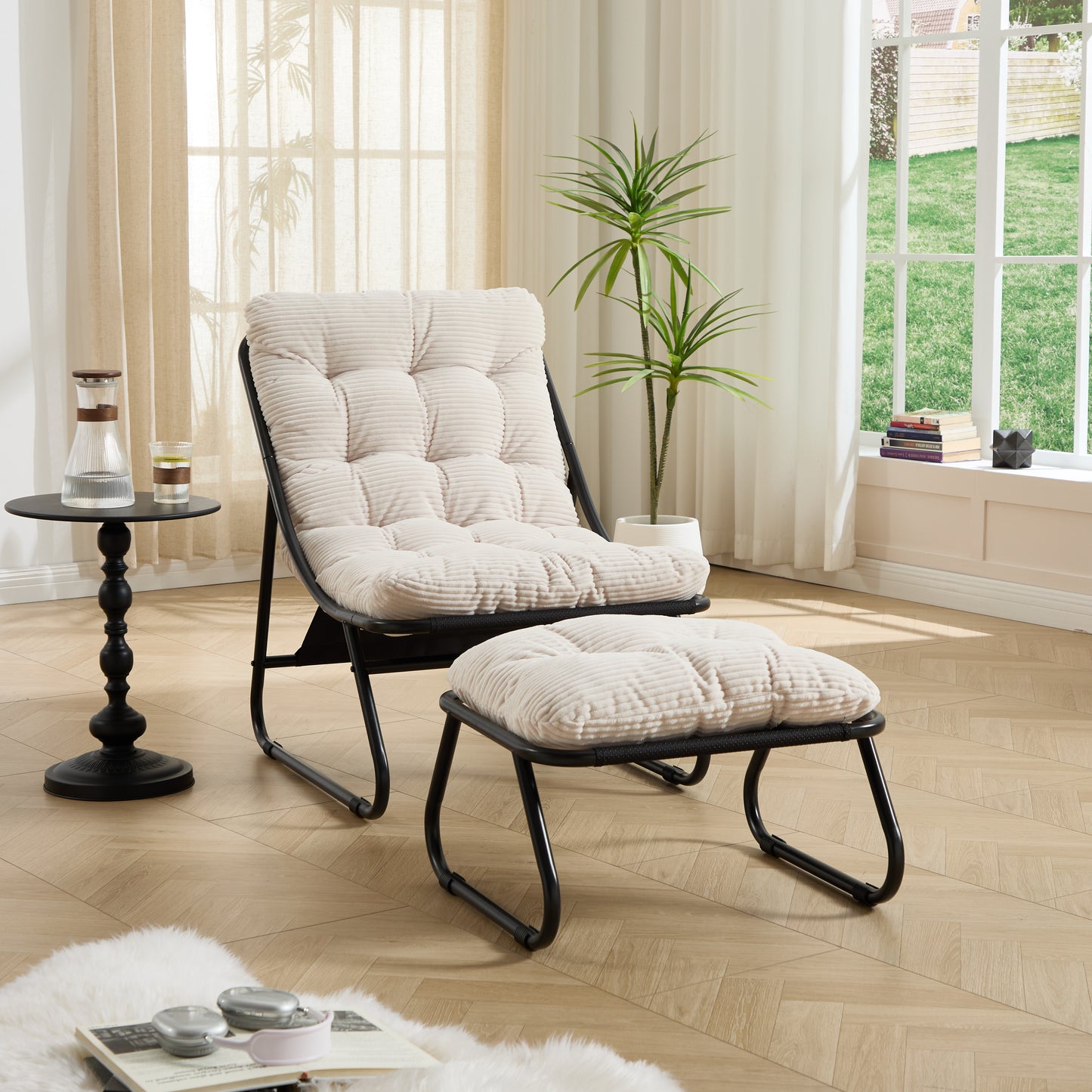 LEGAHOME Indoor Lounge Chair with Ottoman