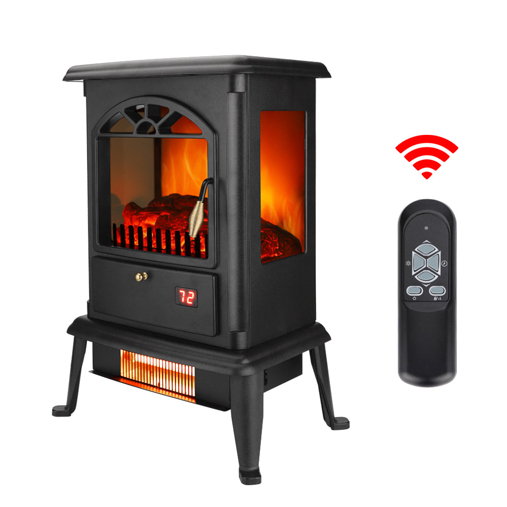 Electric Fireplace Heater Stove, Legahome 22'' Freestanding Infrared Fireplace Heater with Remote Control, 3D Realistic Flame, Adjustable Color and Brightness, Temp Control and Timer