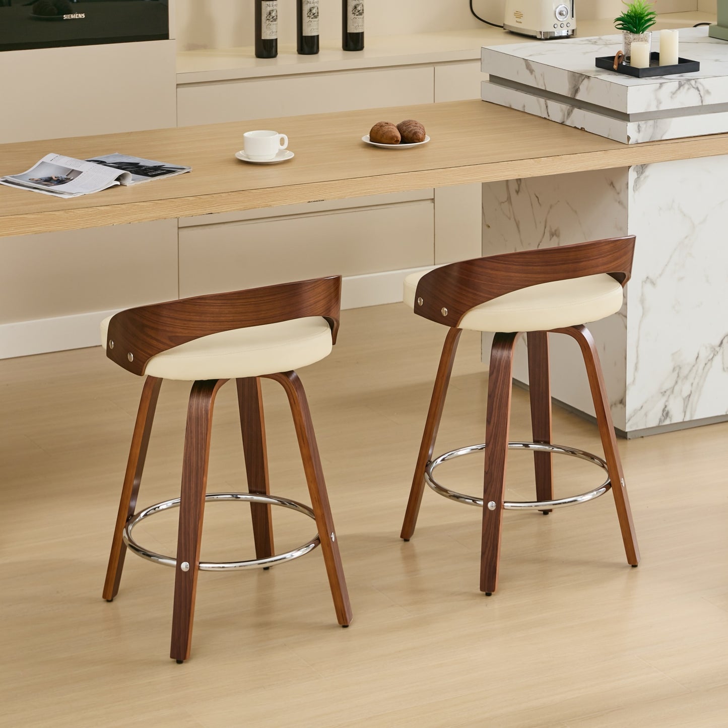 LEGAHOME Upholstered Bar Stools Set of 2