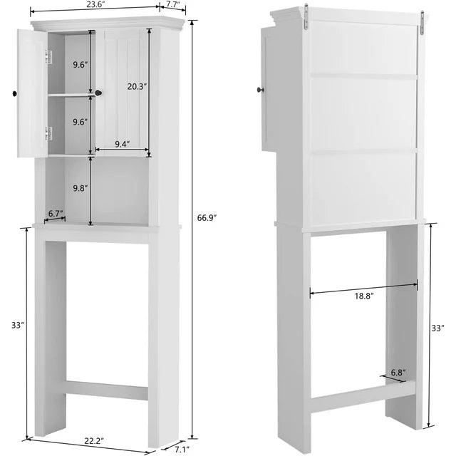 LegaHome Bathroom Storage Cabinet, White Over-The-Toilet Bathroom Storage, Home Freestanding Bathroom Organizer Space Saver, Heavy Duty Over Toilet Bathroom Cabinet with Adjustable Shelf & Shutter Door, 67''H