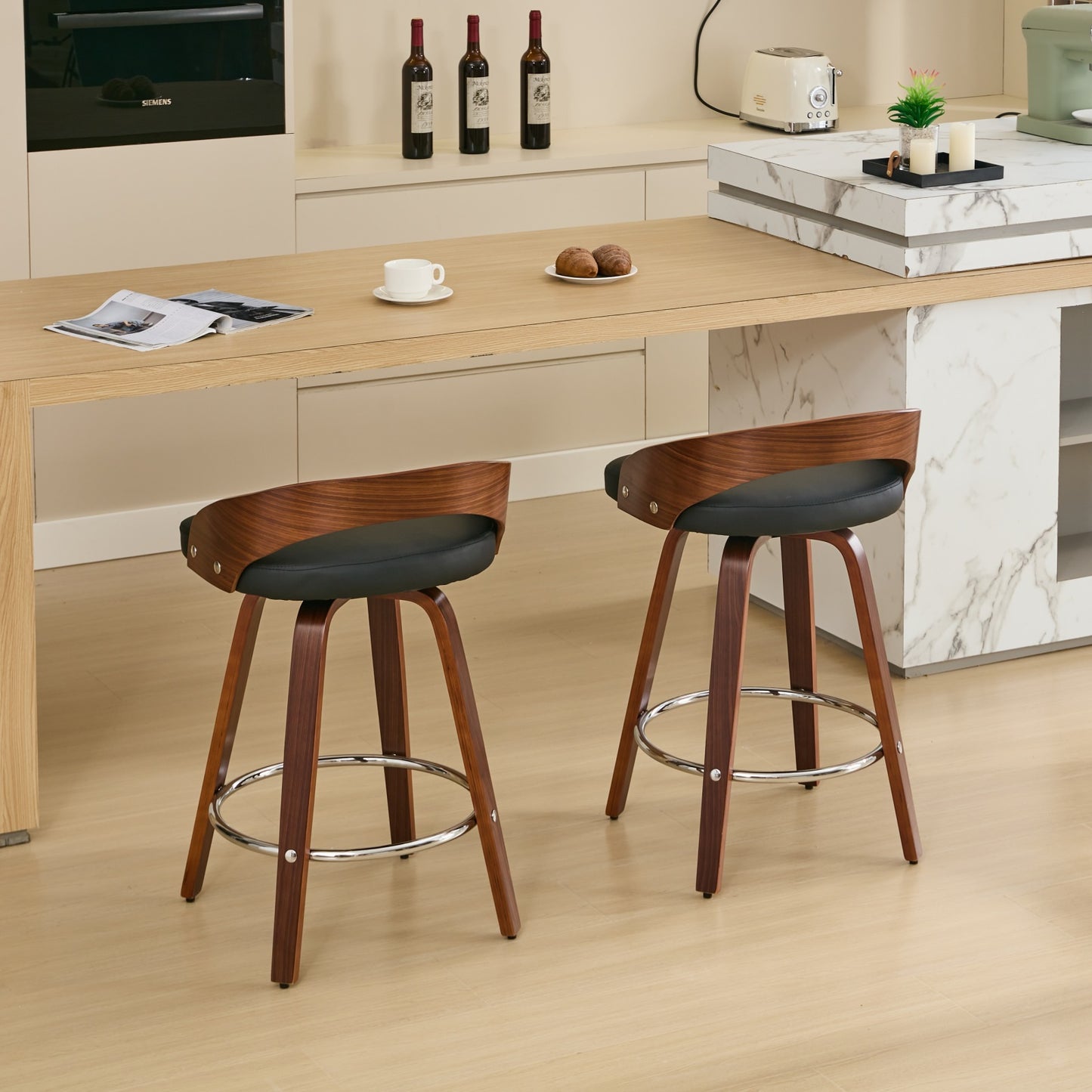 LEGAHOME Upholstered Bar Stools Set of 2