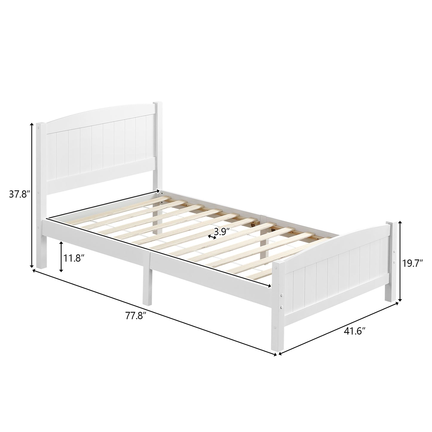 Twin Bed Frame with Headboard, Legahome White Twin Size Platform Bed Frame with Slats, Modern Twin Size Bed Frame for Kids Adults, Wood Platform Twin Bed Frame for Bedroom, No Box Spring Needed