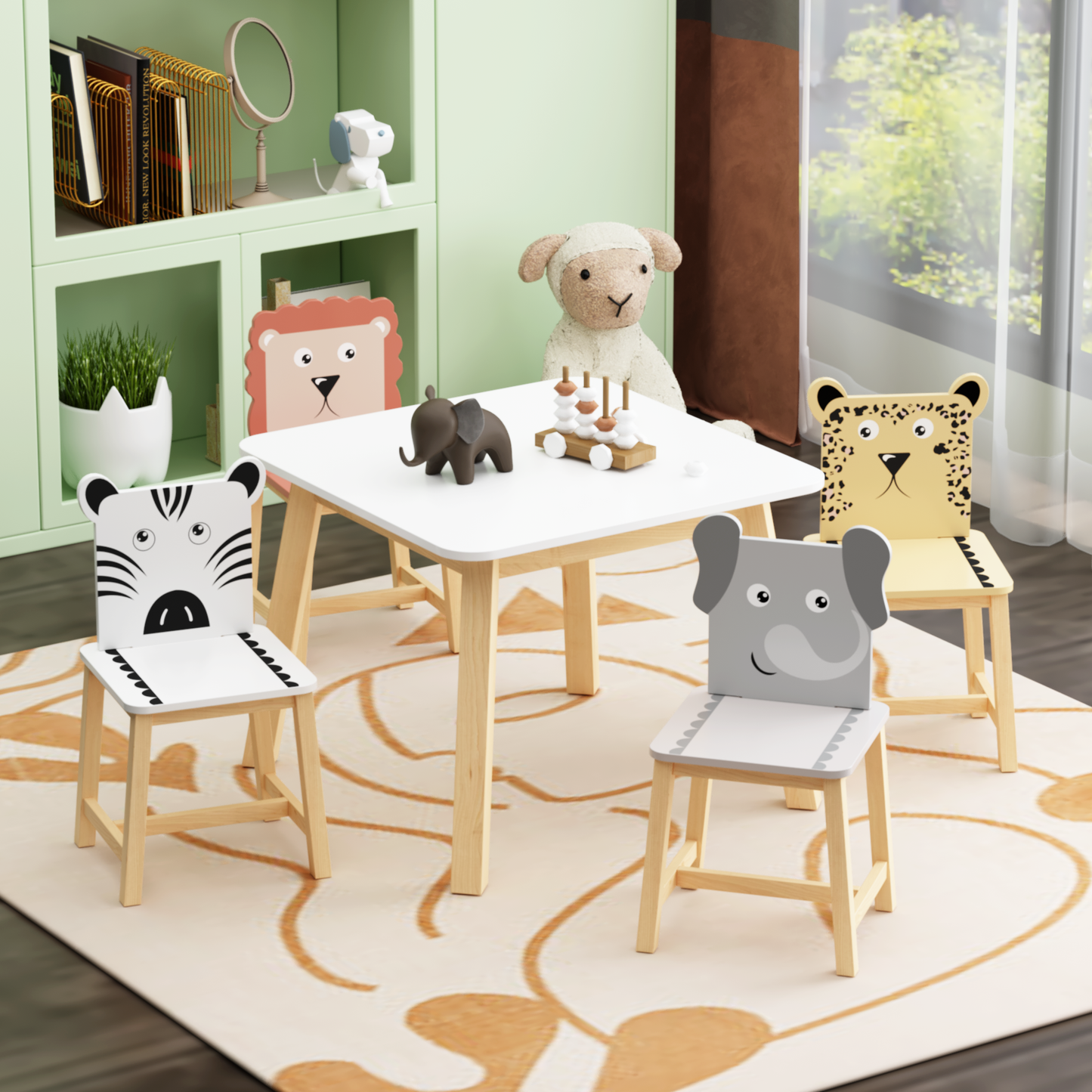 LEGAHOME 5 Pieces Kids Table and 4 Chairs Set for Ages 3-8 Boy Girl