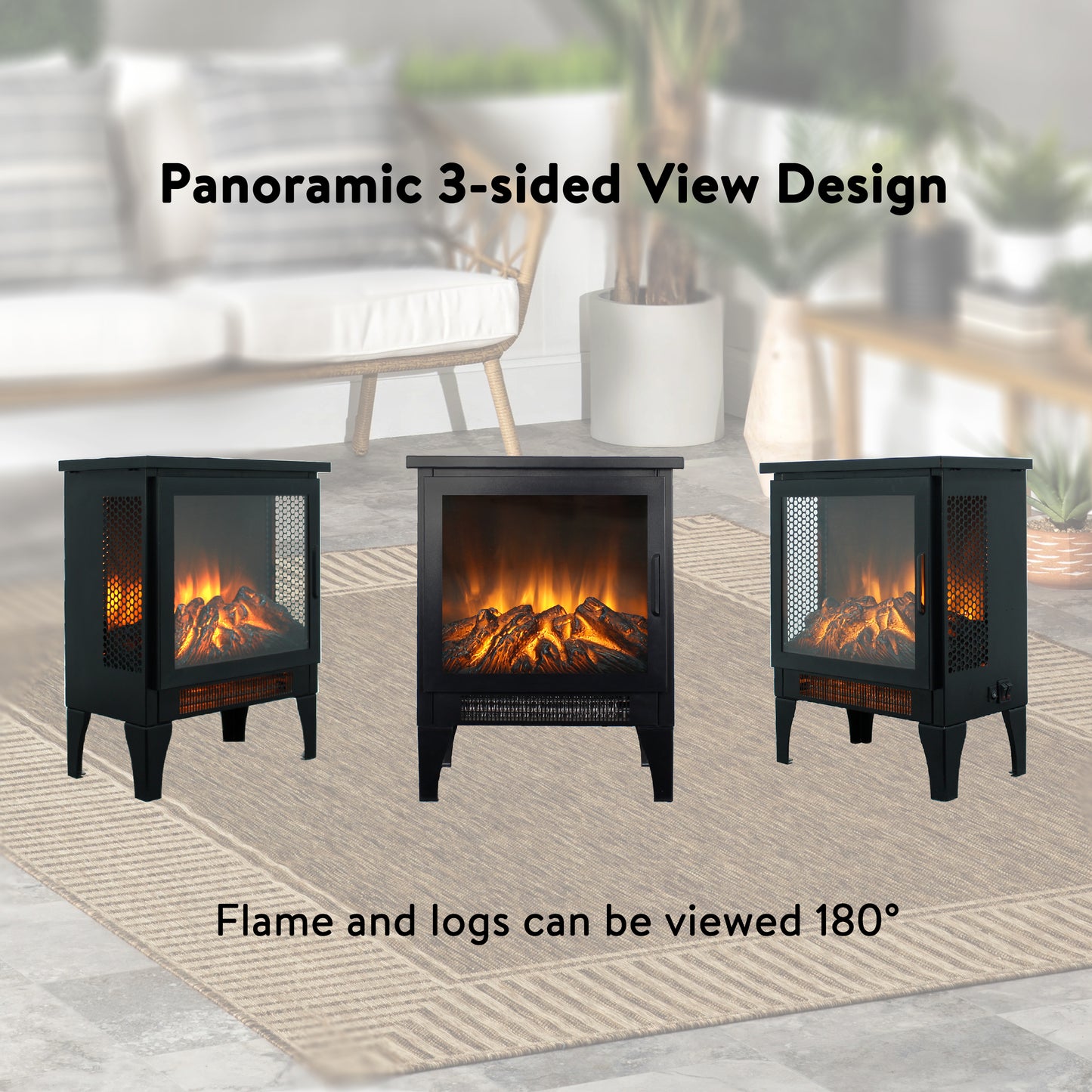 Electric Fireplace Stove Heater, Legahome 16'' Freestanding Fireplace Heater, 3D Realistic Flame Effects, Adjustable Brightness and Heating Mode, Overheat Protection, CSA Certified