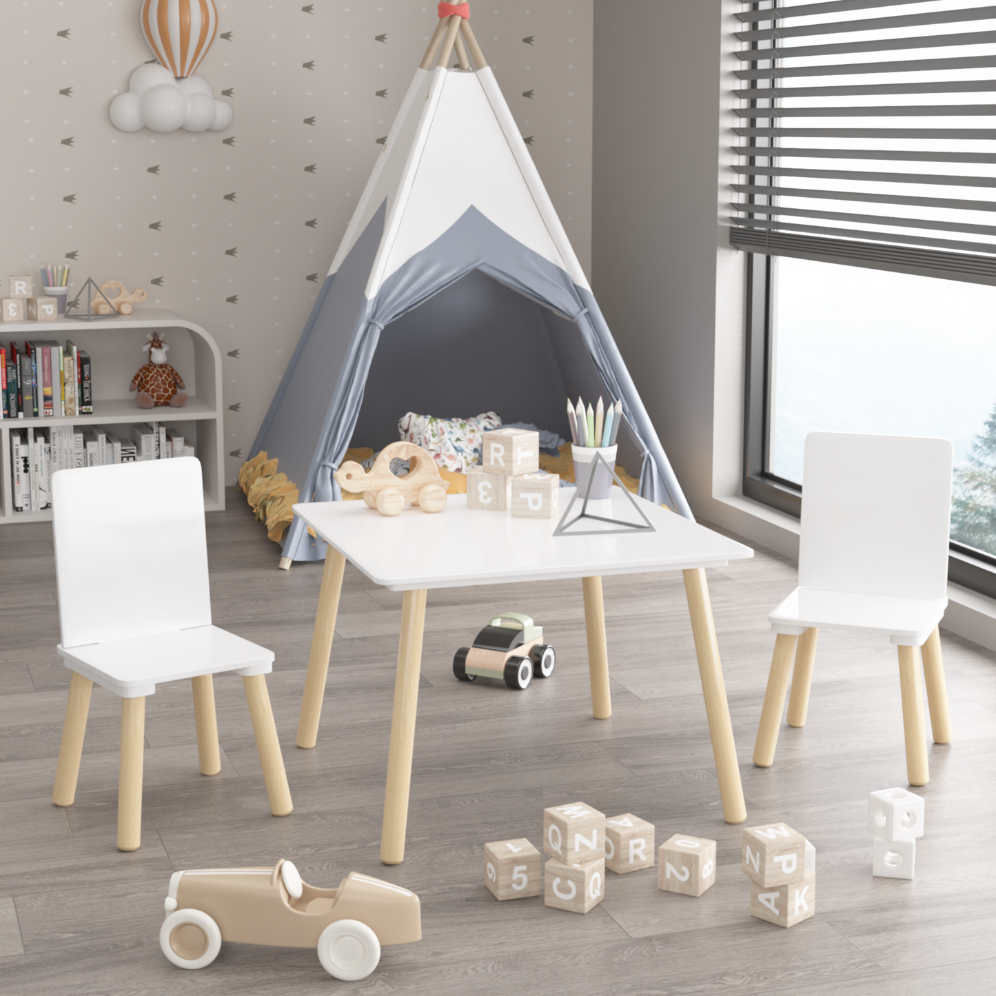 LEGAHOME 5 Pieces Kids Table and 4 Chairs Set for Ages 3-8 Boy Girl