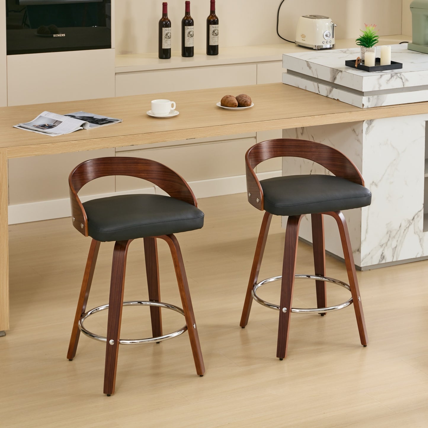 LEGAHOME Upholstered Bar Stools Set of 2