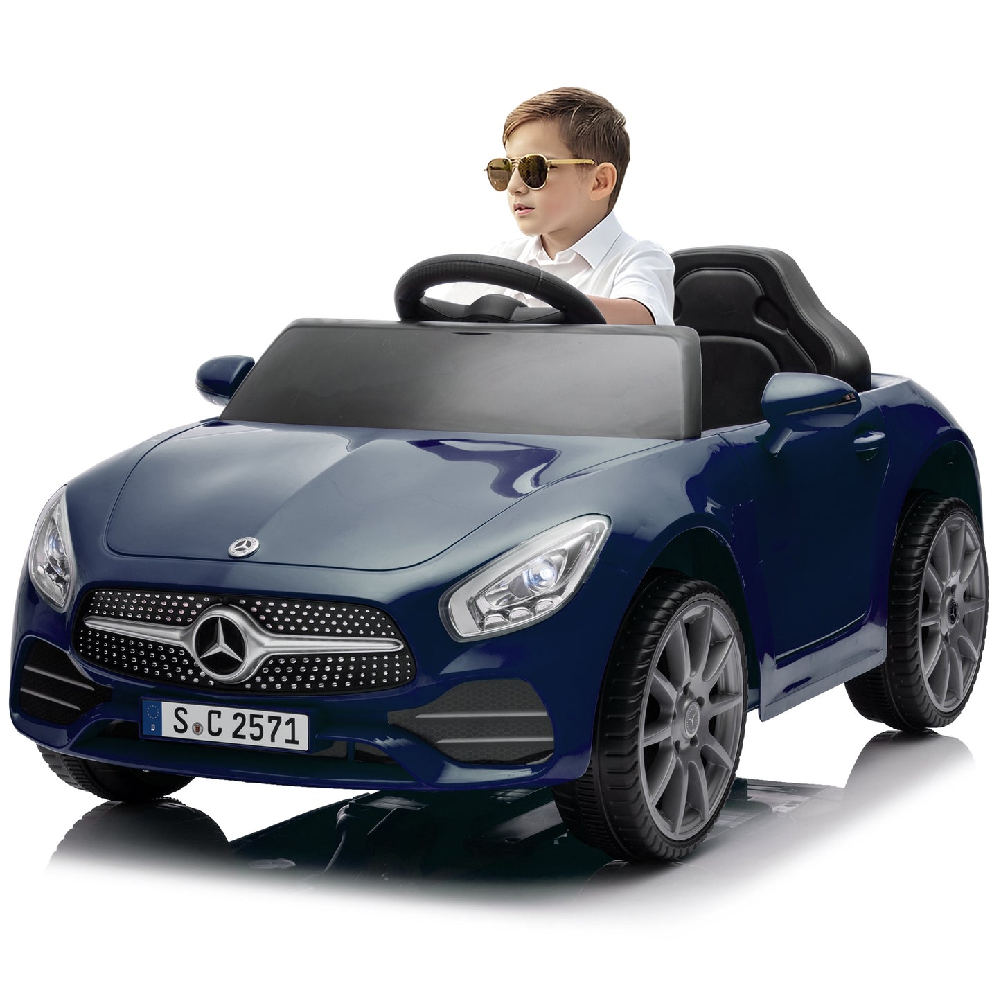 Legahome 12V Electric Ride On Cars for Boys Girls, Battery Powered Ride on Toys for Toddlers with Music, USB/AUX/SD Ports, LED Light, 4 Wheel Suspension, Electric Car for Kids 3-6 Years Old Gifts, Blue