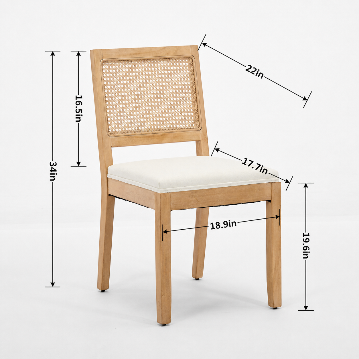 Dining Chairs Set of 2, Modern Farmhouse Dining Chair with Cane Back, LEGAHOME Upholstered Kitchen Chair, Wood Side Chair for Kitchen Dining Room, Beige
