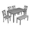 6 Piece Dining Set, Farmhouse Breakfast Nook Dining Set for 4, Kitchen Dining Room Set with Table and 4 Chairs, Dining Room Table and Chairs for Kitchen, Gray