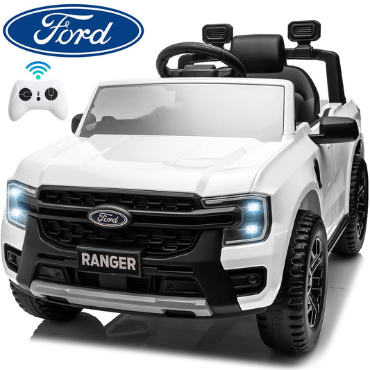 Legahome White 12V Ford Ranger Powered Ride on Car with Remote Control, Kids Electric Car for Boys Girls 3-6 Ages, Kids Ride on Toys with Bluetooth, Music, USB Port, Horn, LED Lights