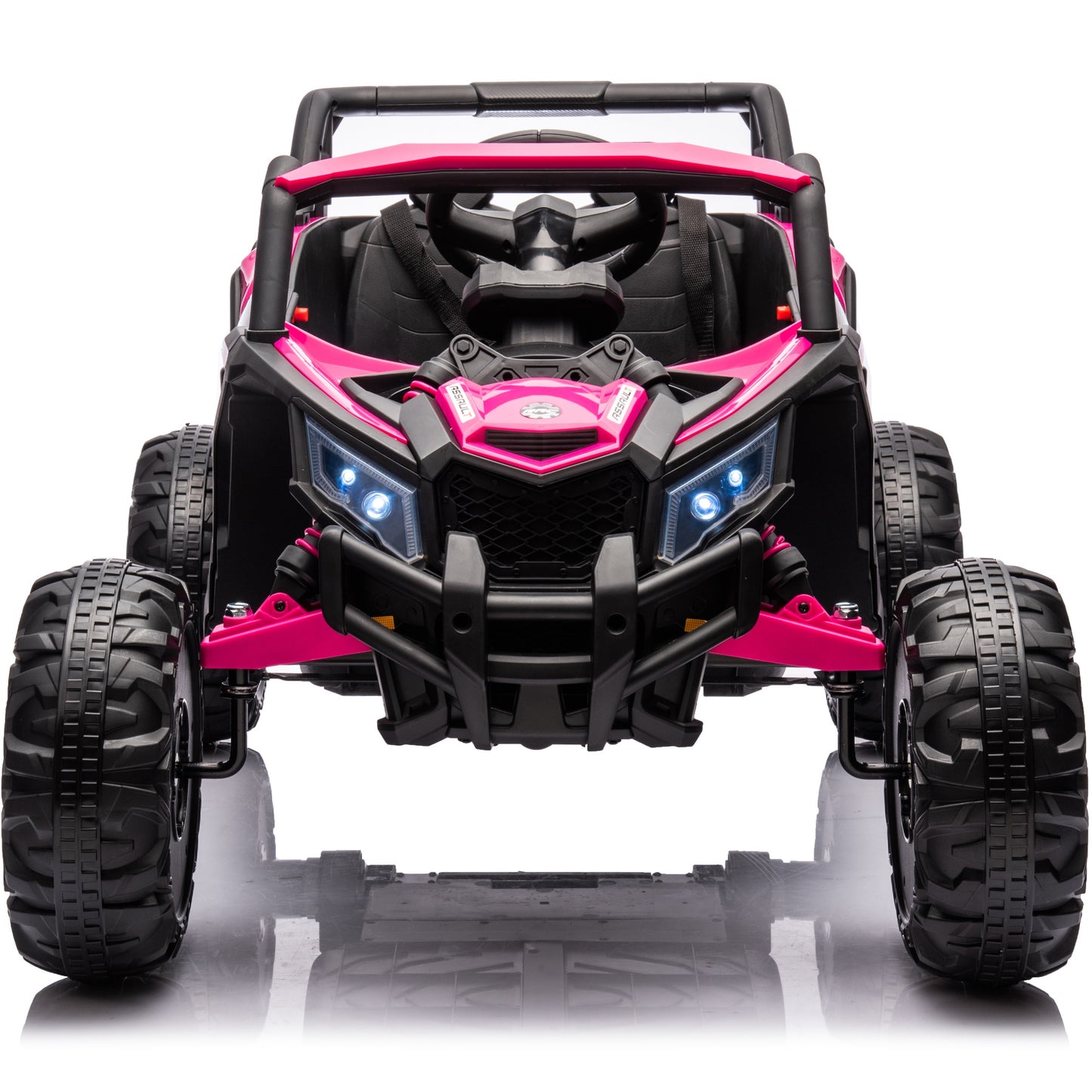 Powered Ride on Toy UTV for Boys, 24 Volt Ride on Cars with Remote Control, Bluetooth, Music Player, Spring Suspension, LED Lights, Larger Seat 4 Wheeler Electric Cars for Kids Girls Gifts, Pink