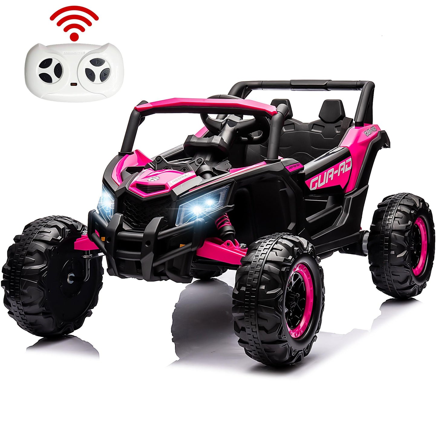 Legahome Powered Ride on Toy UTV, 24V Ride on Cars with Remote Control, Larger Seat Kids Electric Cars with Bluetooth, Music, Spring Suspension, LED Lights, 4 Wheeler for Boys Girls Gifts, Pink