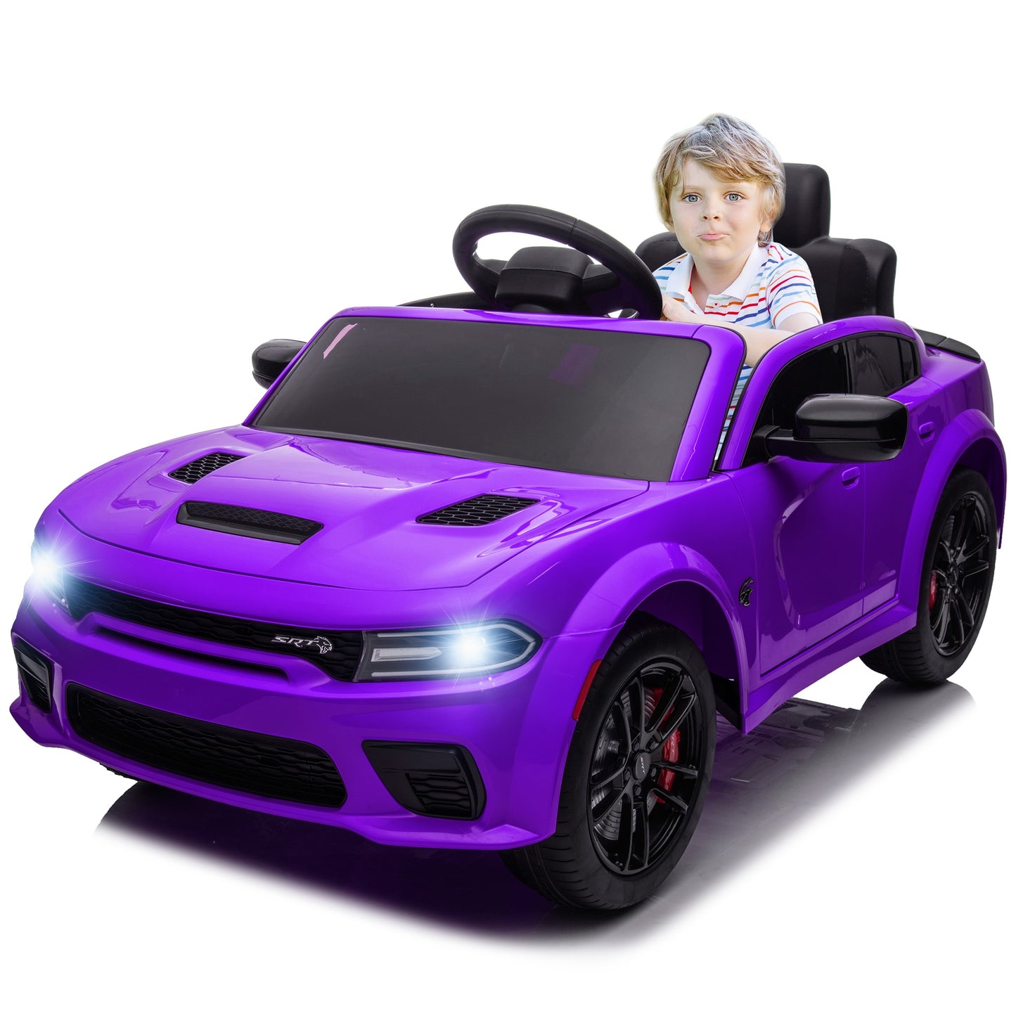 Legahome Purple 12v Kids Electric Cars, Licensed Dodge Charger Kids Ride on Cars with Remote Control, Battery Powered Ride on Toys with Bluetooth, Music, USB, MP3, 4 Wheel Suspension