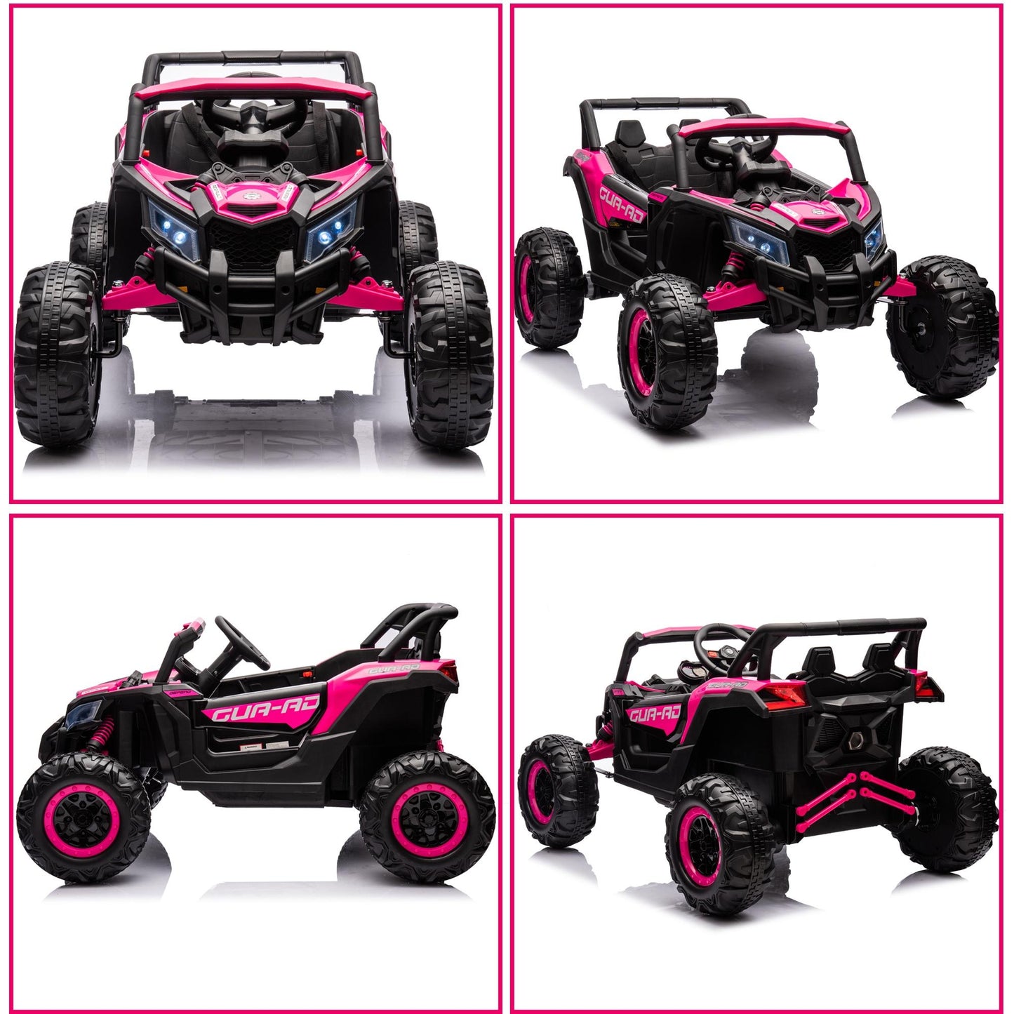 Legahome Powered Ride on Toy UTV, 24V Ride on Cars with Remote Control, Larger Seat Kids Electric Cars with Bluetooth, Music, Spring Suspension, LED Lights, 4 Wheeler for Boys Girls Gifts, Pink