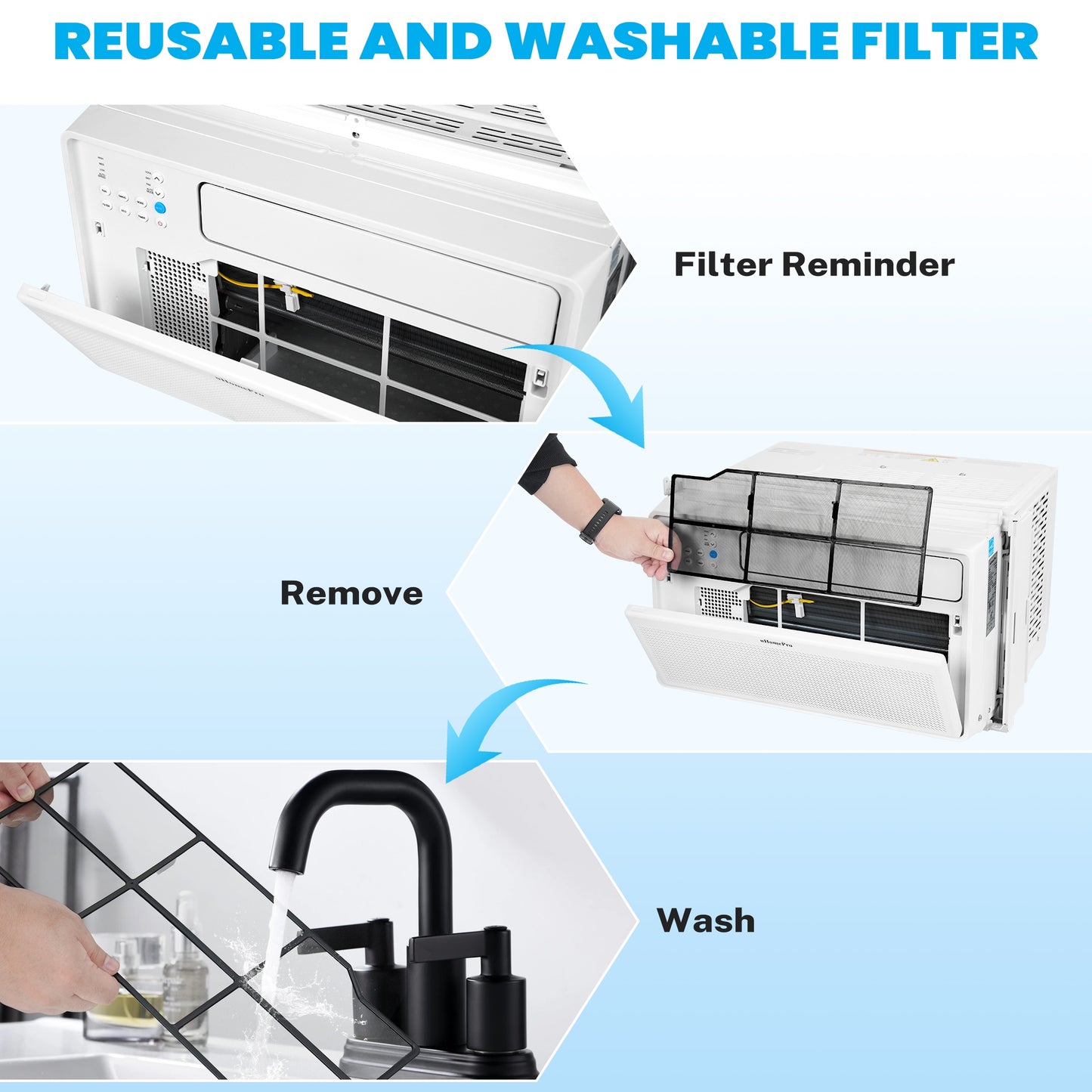 10000 BTU Window Air Conditioner with Wifi, Ultra Quiet Smart Inverter Window AC Units Cools up to 440 sq. ft, Up to 35% Energy Savings, Window Unit with Remote Control, 4 Modes(Auto, Cool, Dry, Fan)